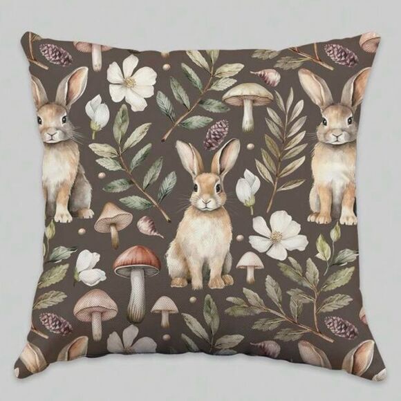 Easter Bunny Fairycore Cottage Whimsicoth Goblin Pillow Cover - Picture 2 of 9